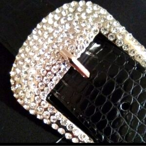 Jennifer & Company Crystal Embellished Faux Croc Belt NWT